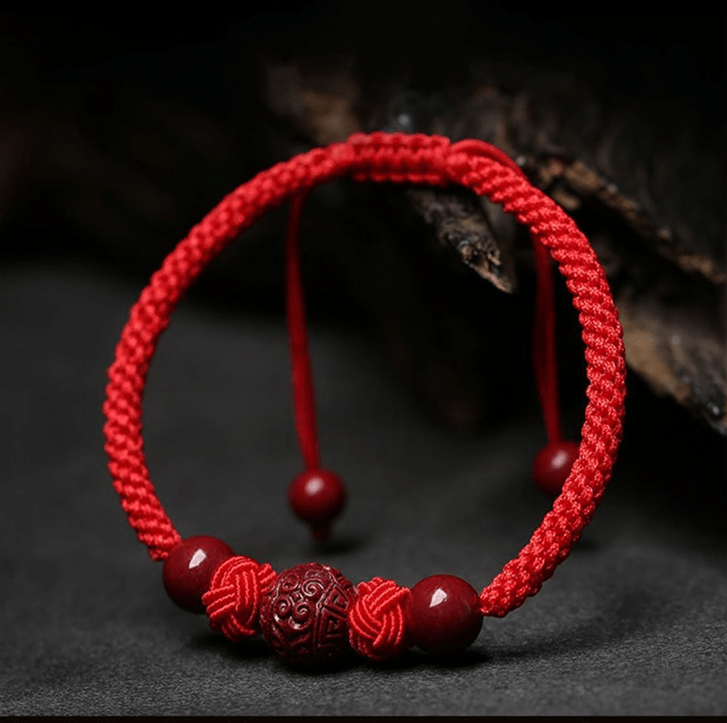 Bracelet Cinabre et Fil Rouge Chance Bonheur - Biloria