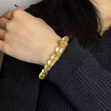 Bracelet Citrine et Fleur de Tiaré : Bien-être et Sérénité - Biloria