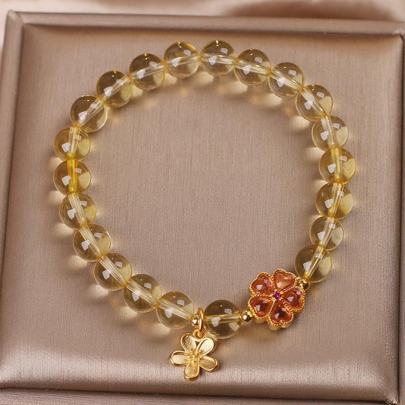 Bracelet Citrine et Fleur de Tiaré : Bien-être et Sérénité - Biloria