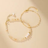 Bracelet Citrine et Perle Ajustable pour Quotidien - Biloria