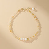 Bracelet Citrine et Perle Ajustable pour Quotidien - Biloria