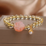 Bracelet Citrine et Pivoine Agate Rose pour Attirer l'Abondance - Biloria