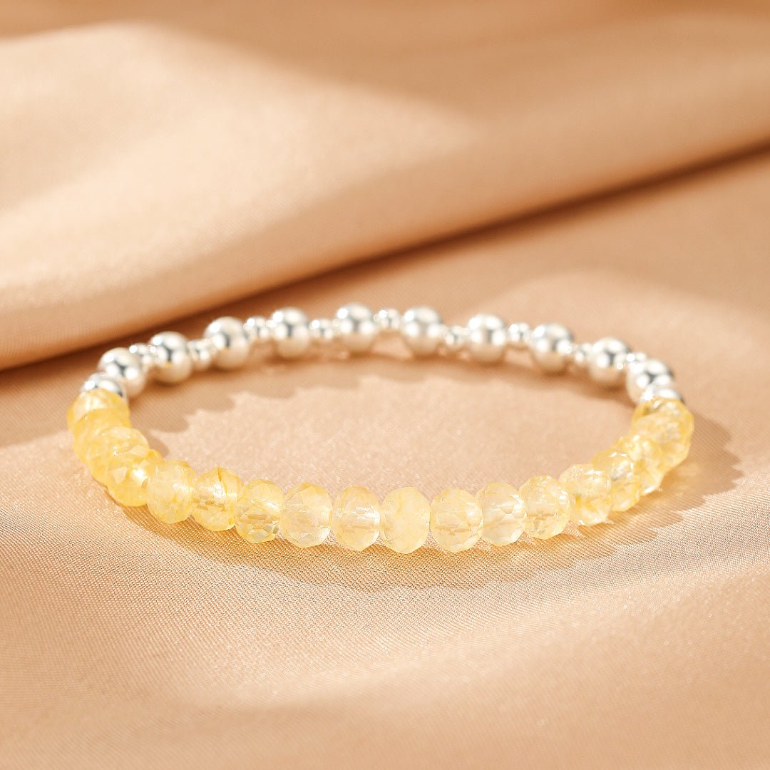 Bracelet Citrine Facettée et Argent 925 – Pierre de Joie - Biloria