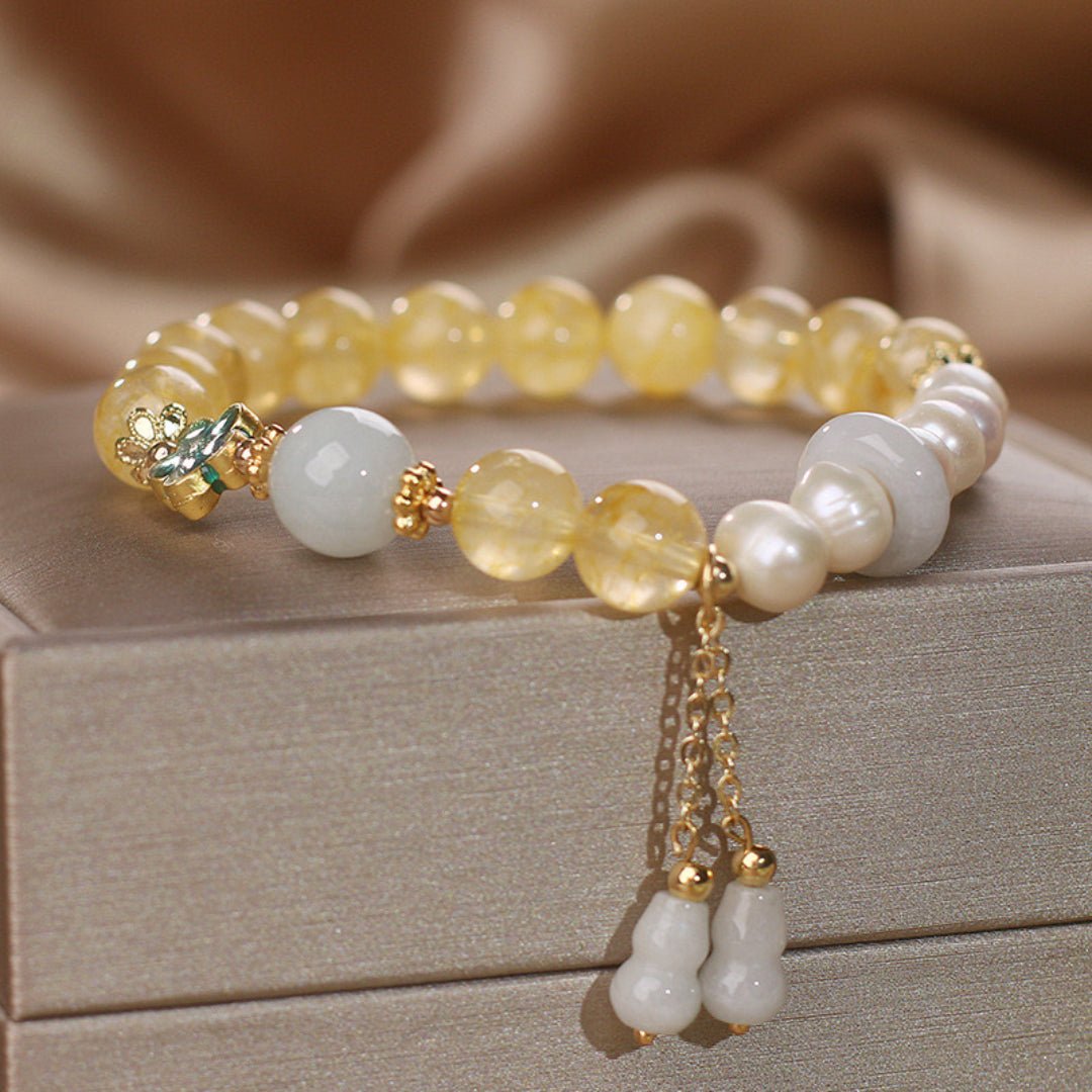 Bracelet Citrine Jade Gourde Fortune Porte-Bonheur Bureau - Biloria