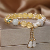Bracelet Citrine Jade Gourde Fortune Porte-Bonheur Bureau - Biloria