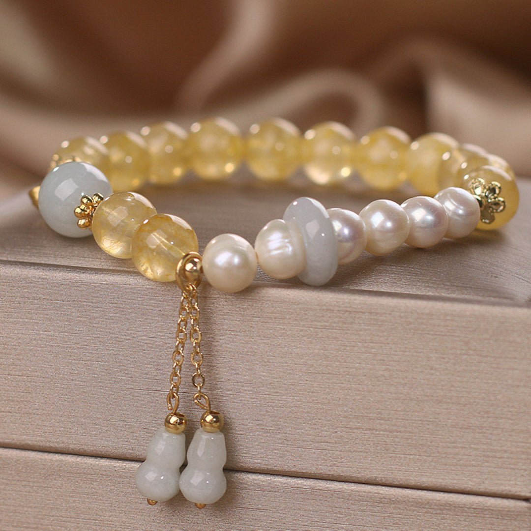 Bracelet Citrine Jade Gourde Fortune Porte-Bonheur Bureau - Biloria
