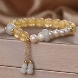 Bracelet Citrine Jade Gourde Fortune Porte-Bonheur Bureau - Biloria