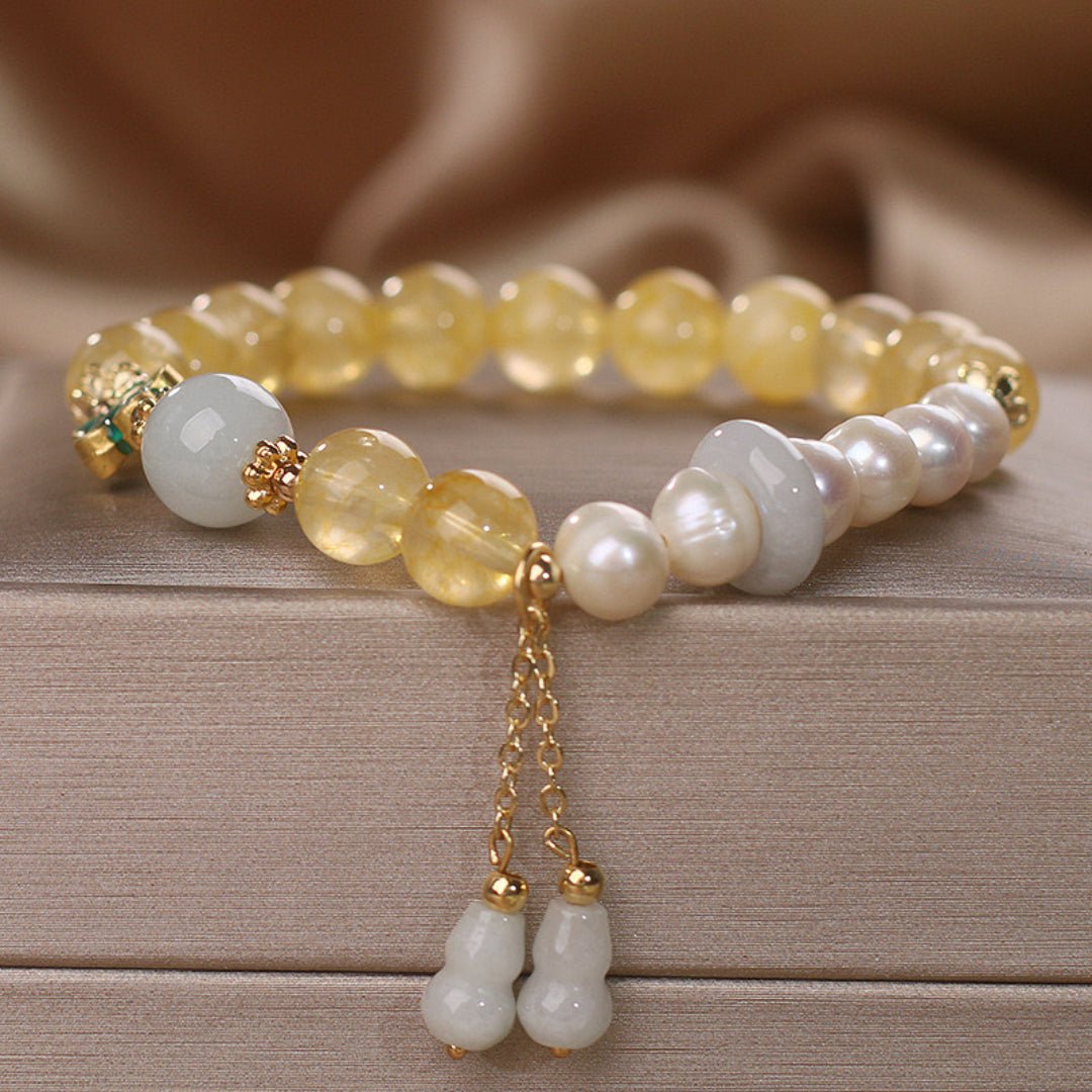 Bracelet Citrine Jade Gourde Fortune Porte-Bonheur Bureau - Biloria