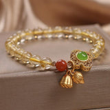 Bracelet Citrine Lotus : Prospérité et Chance avec Trèfle Agate - Biloria