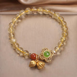 Bracelet Citrine Lotus : Prospérité et Chance avec Trèfle Agate - Biloria