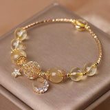 Bracelet Citrine Lune et Étoile - Accessoire Tendance Bureau - Biloria