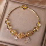 Bracelet Citrine Lune et Étoile - Accessoire Tendance Bureau - Biloria