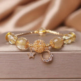 Bracelet Citrine Lune et Étoile - Accessoire Tendance Bureau - Biloria