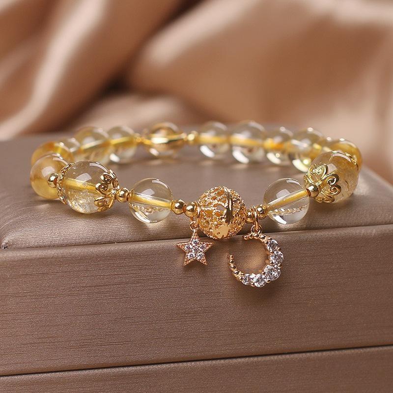 Bracelet Citrine Lune et Étoile pour Décorer Votre Bureau - Biloria