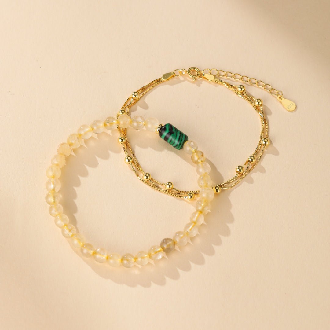 Bracelet Citrine Malachite pour l'Équilibre et la Sérénité - Biloria