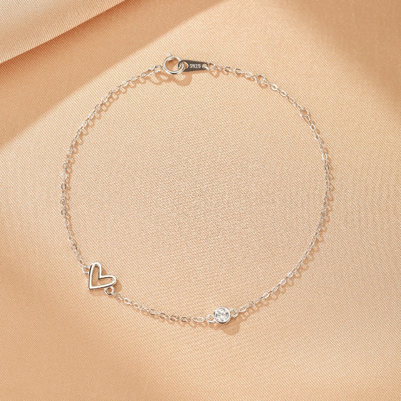 Bracelet Cœur Argent S925 Zircon – Bijou Ajustable - Biloria