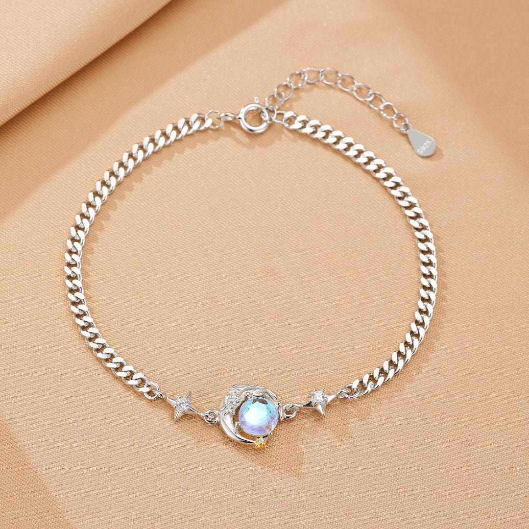 Bracelet Couple Argent 925 Lune et Rose – Symbolisme du Petit Prince - Biloria