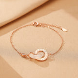 Bracelet Couple Obsidienne Calcédoine Temps Liés Argent - Biloria