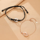 Bracelet Couple Obsidienne Calcédoine Temps Liés Argent - Biloria