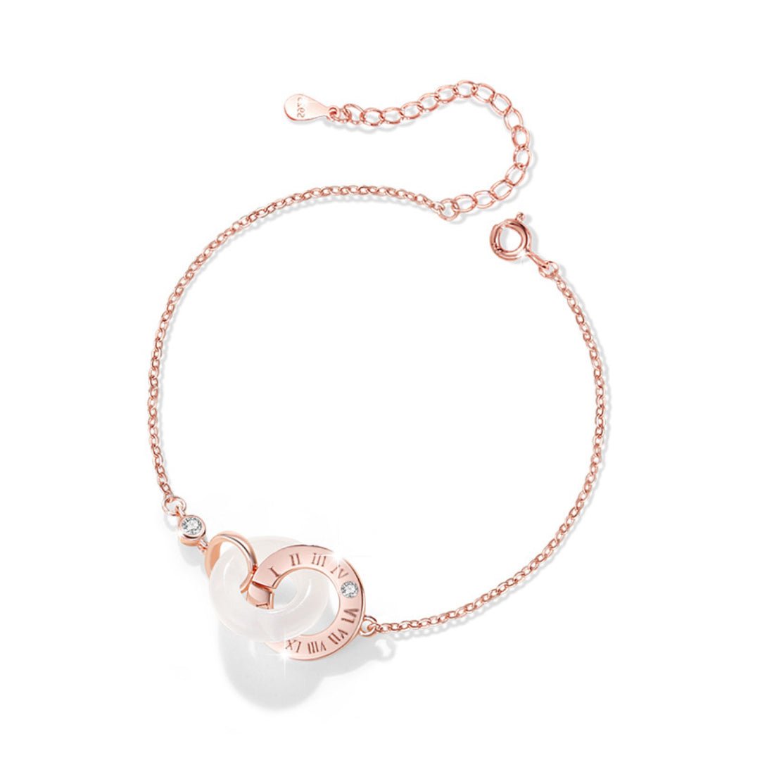 Bracelet Couple Obsidienne Calcédoine Temps Liés Argent - Biloria