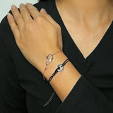 Bracelet Couple Obsidienne Calcédoine Temps Liés Argent - Biloria