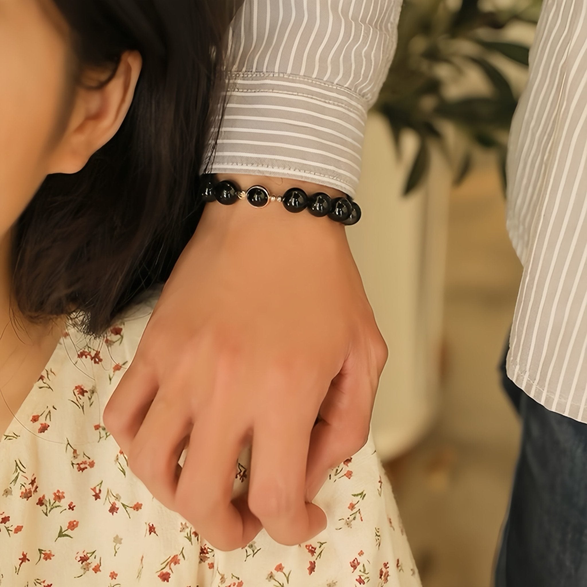 Bracelet Couple Obsidienne Lune et Étoile – Protection et Union - Biloria