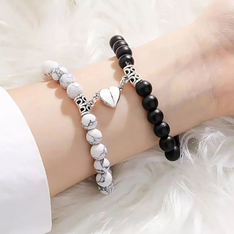 Bracelet Couple Pierre de Lave et Howlite – Union Solide - Biloria