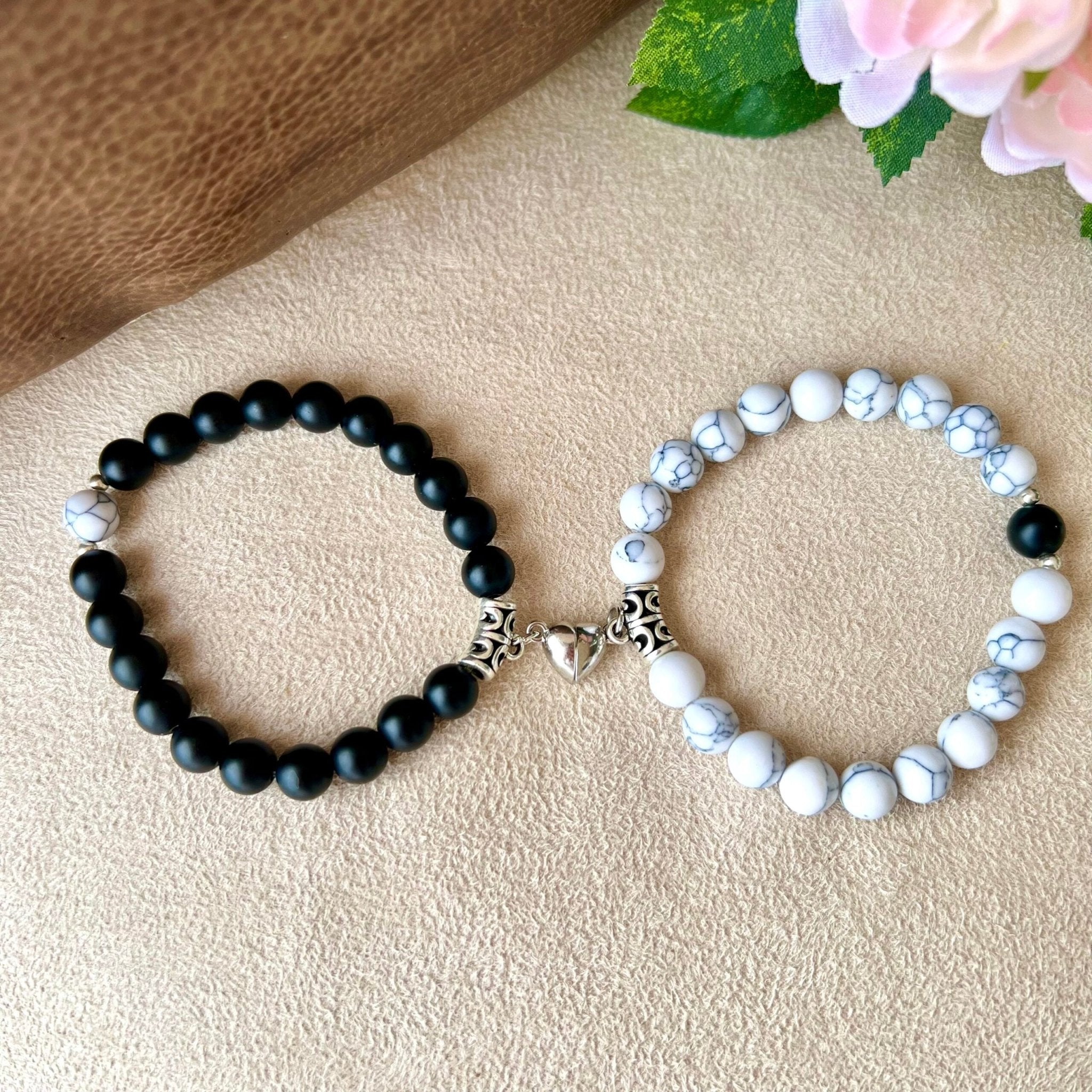 Bracelet Couple Pierre de Lave et Howlite – Union Solide - Biloria