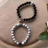 Bracelet Couple Pierre de Lave et Howlite – Union Solide - Biloria