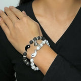 Bracelet Couple Pierre de Lave et Howlite Yin Yang - Biloria