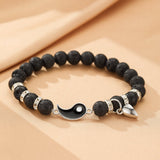 Bracelet Couple Pierre de Lave et Howlite Yin Yang - Biloria