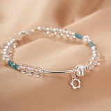 Bracelet Cristal de Roche Apatite Ondes Joyeuses Argent Fait Main - Biloria