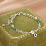Bracelet Cristal de Roche Apatite Ondes Joyeuses Argent Fait Main - Biloria