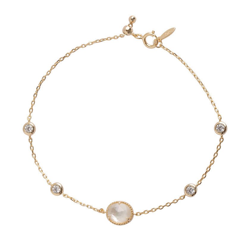 Bracelet Cristal de Roche Aura Cristalline Argent Plaqué Or 14K - Biloria