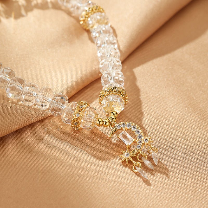 Bracelet Cristal de Roche avec Charm Lune et Étoiles - Biloria