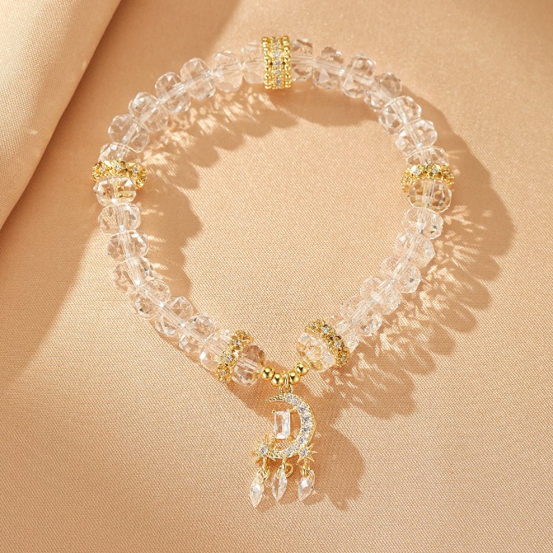 Bracelet Cristal de Roche avec Charm Lune et Étoiles - Biloria