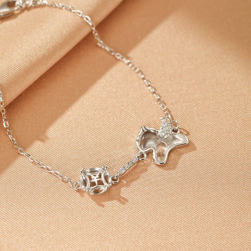Bracelet Cristal de Roche Porte-Bonheur Ailé Argent S925 - Biloria