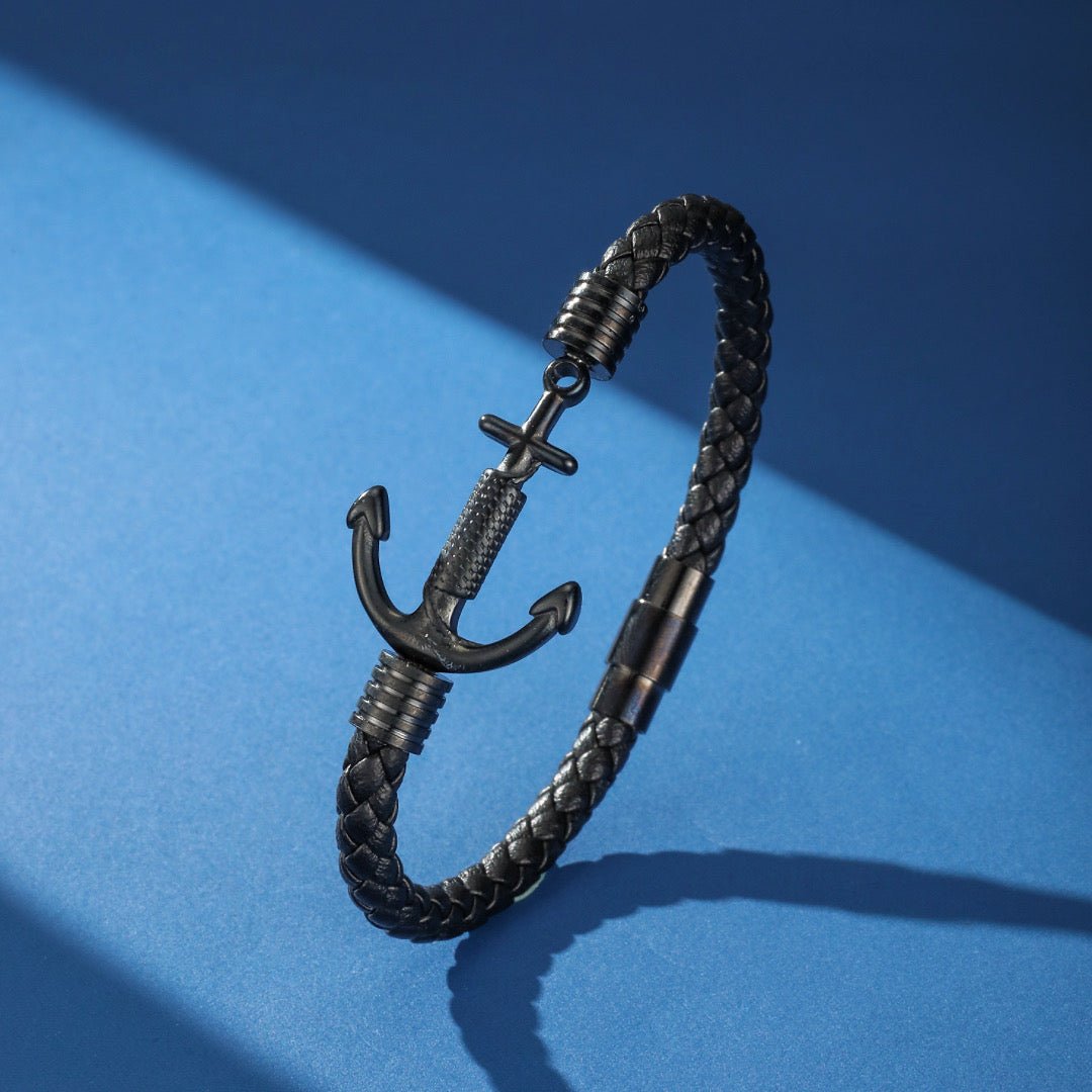 Bracelet Cuir Ancre Homme – Bijou Tendance Bureau - Biloria