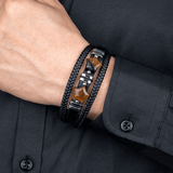 Bracelet Cuir Homme Œil de Tigre Étoile Protection - Biloria