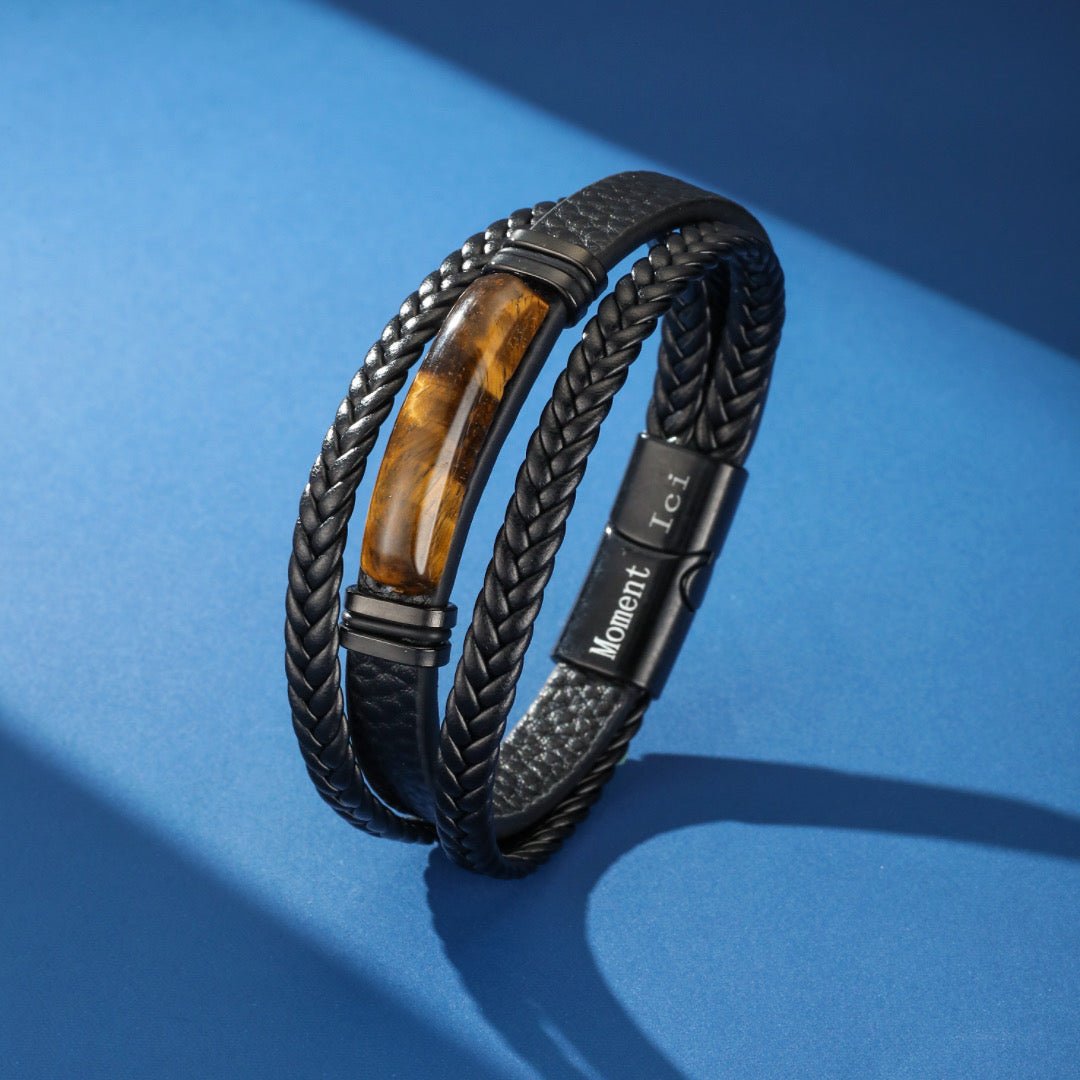 Bracelet Cuir Homme Pierre Naturelle Force Intérieure - Biloria