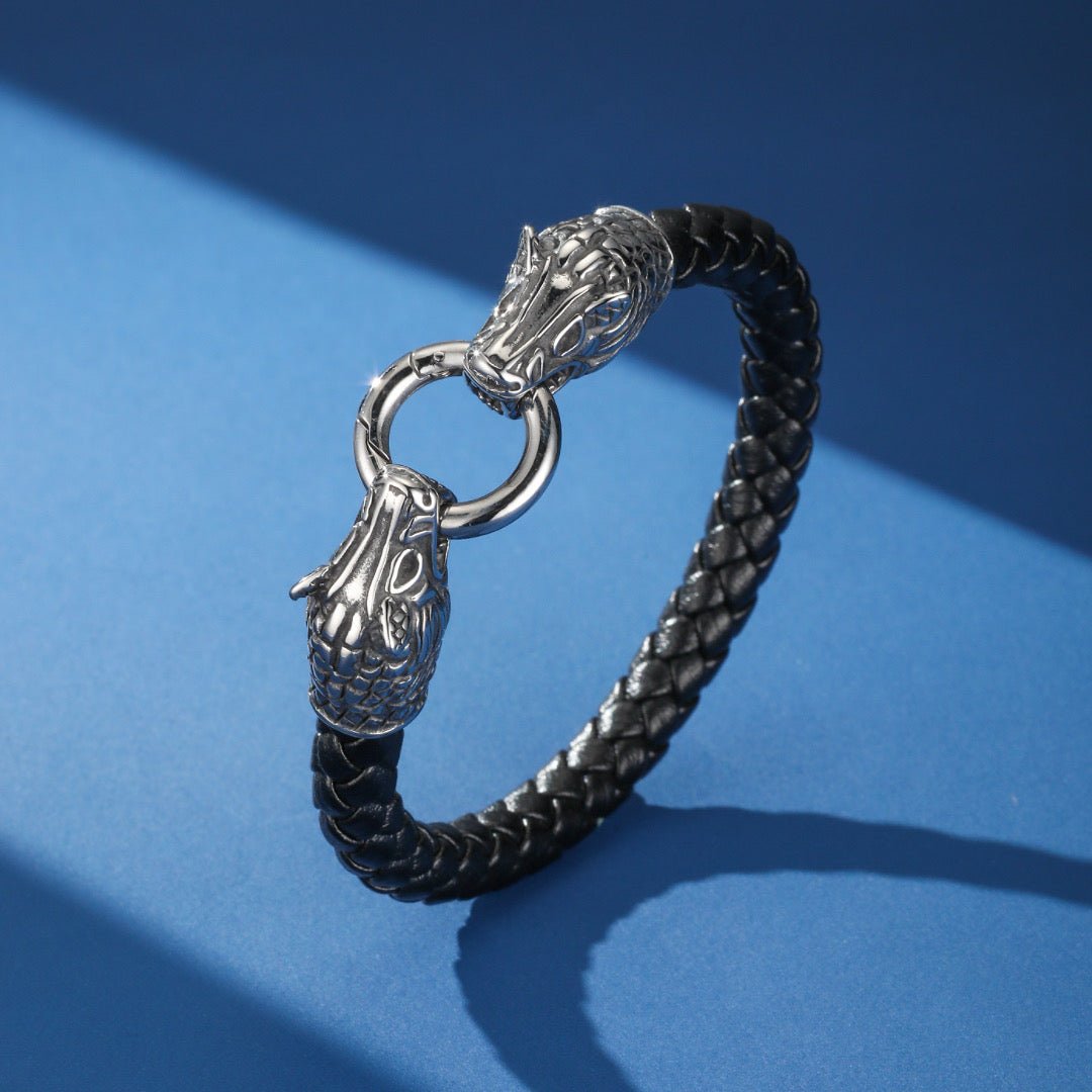 Bracelet Cuir Homme Symboles Vikings Protection - Biloria