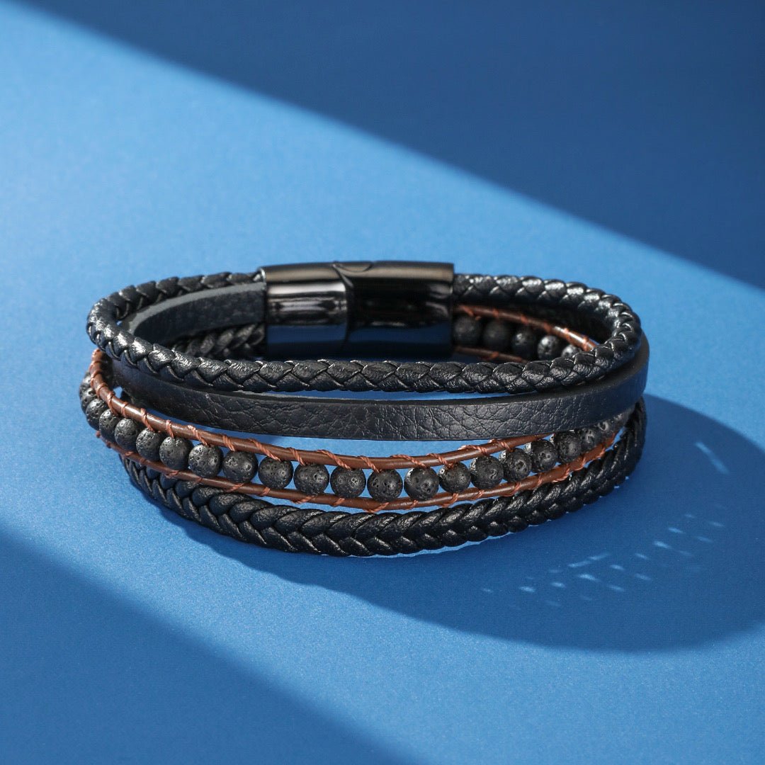 Bracelet Cuir Pierre de Lave Homme – Ancrage et Force - Biloria