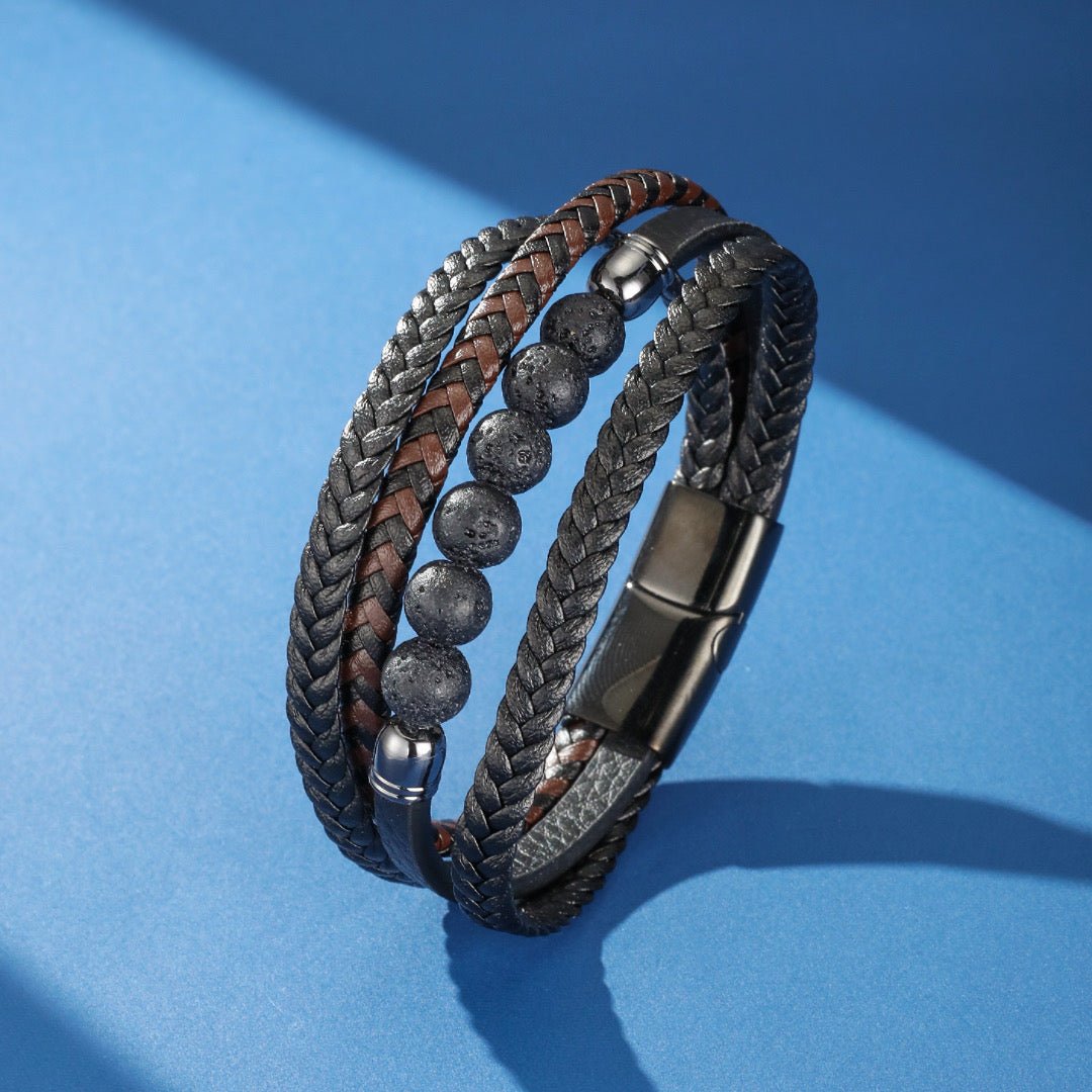 Bracelet Cuir Pierre de Lave Homme – Ancrage et Force Intérieure - Biloria