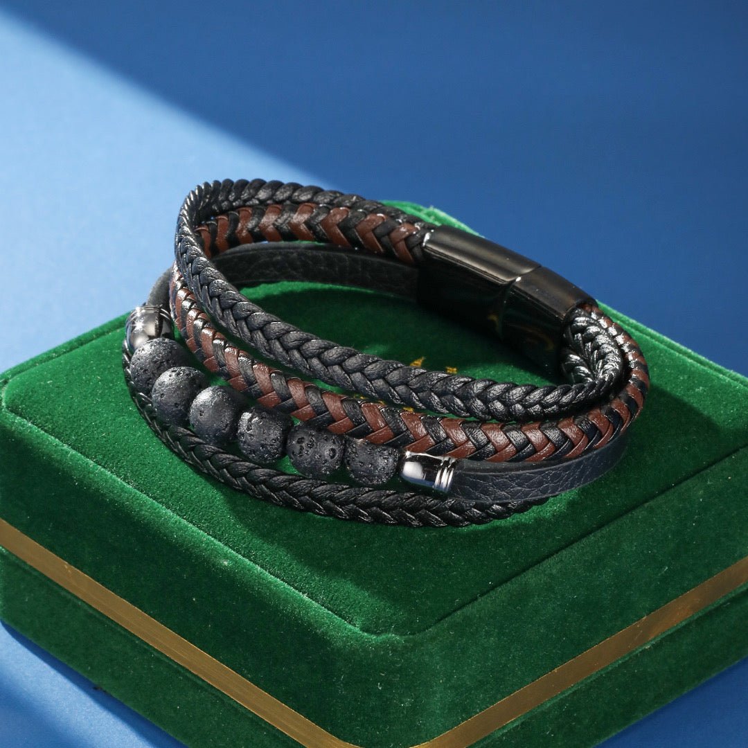 Bracelet Cuir Pierre de Lave Homme – Ancrage et Force Intérieure - Biloria