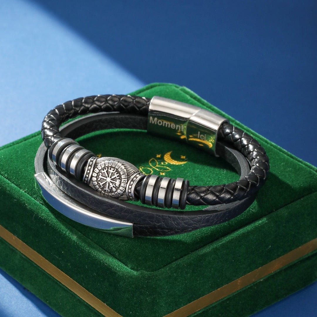 Bracelet Cuir Viking Vegvisir – Protection et Guidance - Biloria
