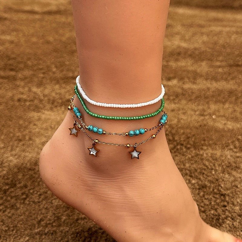 Bracelet de Cheville Coquillage Marée Tropicale Feng Shui - Biloria