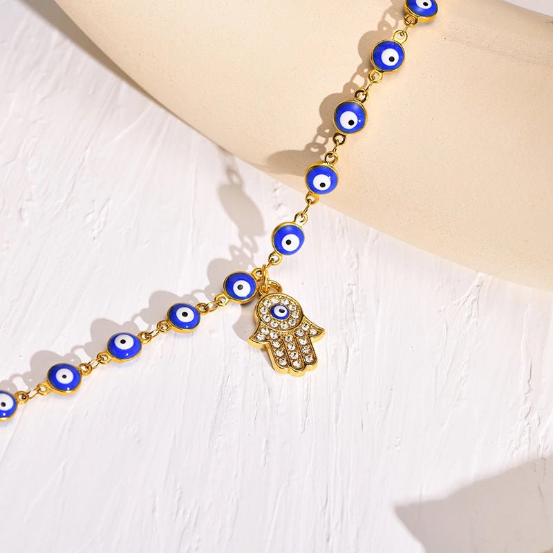 Bracelet de Cheville Mauvais Œil et Khamsa Protecteur - Biloria