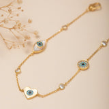 Bracelet de Cheville Mauvais Œil Plaqué Or – Danse Légère Protection - Biloria
