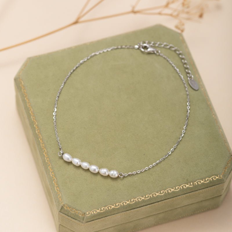 Bracelet de Cheville Perle Fine Ajustable Argent - Biloria