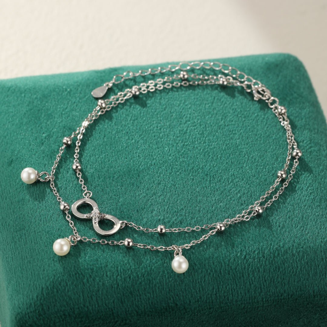 Bracelet de Cheville Perle Infini Argent 925 – Bijou Symbolique - Biloria